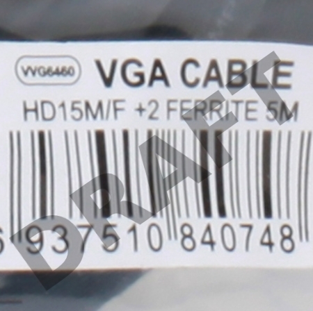 Кабель VCOM VVG6460-5MO удлинительный Монитор-SVGA card (15M-15F) 5m, 2 фильтра