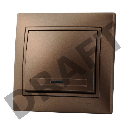 Выключатель 1-кл. СП Мира 10А IP20 с подсветкой свет. корич. перламутр LEZARD 701-3131-111