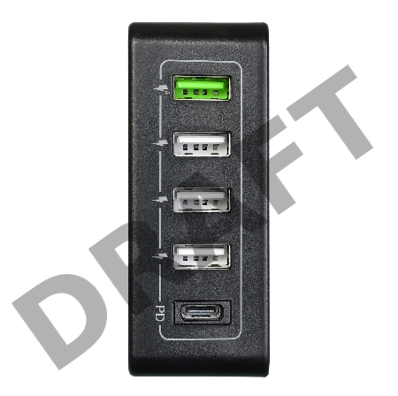 Сетевое зарядное устройство CЗУ (ACD-P605U-V1B) 60Вт, Сетевое ЗУ 5xUSB 1PD+1QC+3Smart, 3.6~20В/3А RTL {40}