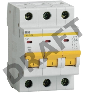 Выключатель автоматический модульный 3п C 2А 4.5кА ВА47-29 ИЭК MVA20-3-002-C