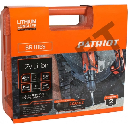 Дрель-шуруповерт Patriot BR 111ES аккум. патрон:быстрозажимной (кейс в комплекте)