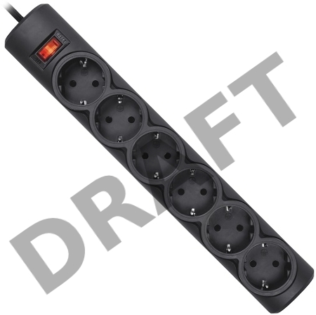 Сетевой фильтр Defender DFS 155 / 6 розеток / чёрный / 5.0 м