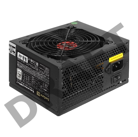 Блок питания 500W ExeGate 80 PLUS® 500PPH-LT-S-OEM (ATX, APFC, КПД 82% (80 PLUS)SC, 12cm fan, 24pin, (4+4)pin, PCIe, 5xSATA, 3xIDE, black, кабель 220V с защитой от выдергивания)
