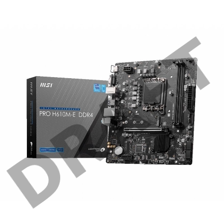 Материнская плата MSI PRO H610M-E DDR4 S1700, 2DDR4,1PCI-Ex16,1PCI-Ex1,1M.2,4SATA3.0,4USB3.2Gen1,8USB 2.0 mATX