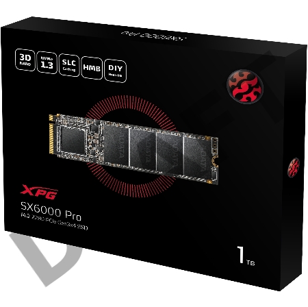 Твердотельный диск 1TB ADATA XPG SX6000 Pro, M.2 2280, PCI-E 3x4, [R/W - 2100/1400 MB/s] 3D-NAND TLC, Realtek