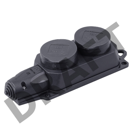 Розетка (колодка) 2-м Омега РБ32-1-0м с защ. крышкой IP44 каучук ИЭК PKR62-016-2-K02