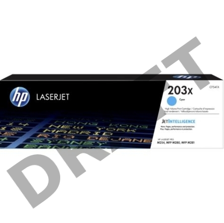 Тонер-картридж HP CF541X (HP 203X) голубой для HP LaserJet M254/M280/M281 2500 страниц.