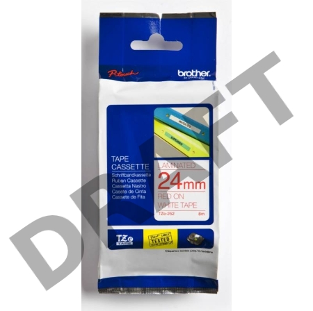 Наклейка ламинированная TZ-E252 (24 мм бел/красн, аналог TZ-252)