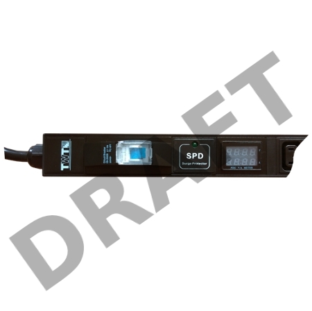 Вертикальный блок розеток, 4xC19 + 20xC13, 250V, 16A, A/V-метр, шнур 3 метра, вилка C20