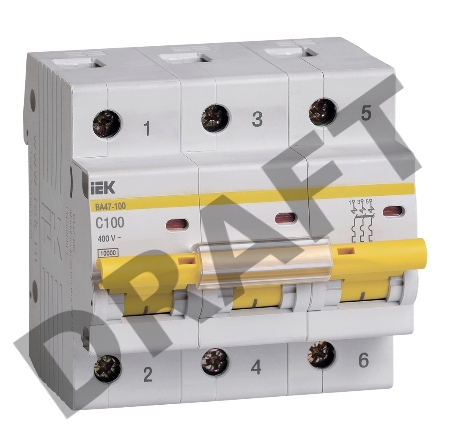 Выключатель автоматический модульный 3п C 100А 10кА ВА47-100 ИЭК MVA40-3-100-C Выключатель автоматический модульный 3п C 100А 10кА ВА47-100 ИЭК MVA40-3-100-C