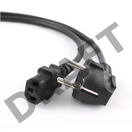 Кабель Gembird Power 250V 10A EUR, VDE Кабель питания сетевой, Евровилка, заземление, 5m (PC-186-VDE-5M)