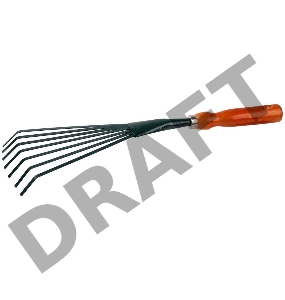 Грабельки GRINDA веерные с плоскими зубцами, из углеродистой стали с деревянной ручкой, 390 мм