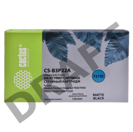 Картридж струйный Cactus №727 CS-B3P22A черный матовый (130мл) для HP DJ T920/T1500/T2530