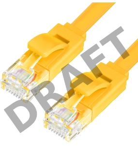 Патч-корд Greenconnect плоский прямой PROF  5.0m UTP медь, кат.6, желтый, позолоченные контакты, 30 AWG, Premium ethernet high speed 10 Гбит/с, RJ45, T568B (GCR-LNC622-5.0m)