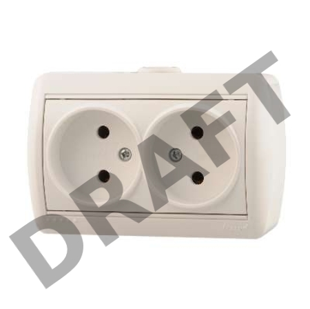 Розетка 2-м ОП Ната 16А IP20 без заземл. керам. бел. LEZARD 710-0200-128