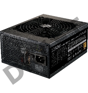 Блок питания Power Supply Cooler Master MWE Gold V2 (model name: MPE-C501-AFCAG), 1250W, ATX, 140mm, 24+4pin, 12xSATA, 8xPCI-E(6+2), APFC, 80+ Gold, w/UK Cable, Full Modular, OEM Version