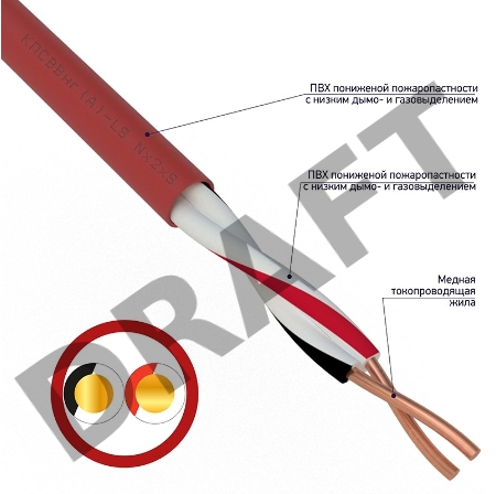 Кабель для пожарной сигнализации REXANT КПСВВнг(А)-LS 1x2x1,50 мм², бухта 200 м Кабель для пожарной сигнализации REXANT КПСВВнг(А)-LS 1x2x1,50 мм², бухта 200 м