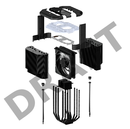 Кулер для процессора Cooler Master CPU Cooler MasterAir MA620M, 650-2000 RPM, 200W, ARGB LED fan, ARGB LED controller, Full Socket Support