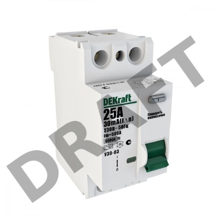 Выключатель дифференциального тока (УЗО) 2п 16А 30мА тип AC 6кА УЗО-03 DeKraft 14053DEK Выключатель дифференциального тока (УЗО) 2п 16А 30мА тип AC 6кА УЗО-03 DeKraft 14053DEK