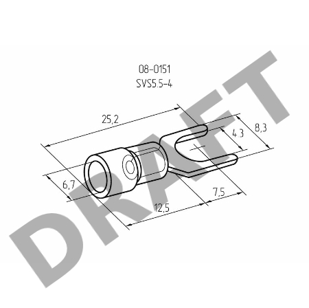 Наконечник вилочный изолированный 4.3 мм 4-6 мм? (НВи 6.0-4/НВи 5,5-4) желтый | 08-0151 | REXANT