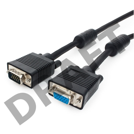 Кабель Gembird/Cablexpert CC-PPVGAX-6B, Кабель удлинитель VGA Premium , 15M/15F, 1.8м, чёрный, тройной экран, феррит.кольца  