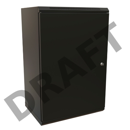 Шкаф коммутационный WRline (WR-TW-1845-SR-RAL9004) настенный 18U 600x450мм пер.дв.металл 2 бок.пан. 60кг черный 370мм 908мм IP20 сталь