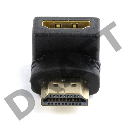 Переходник Cablexpert HDMI-HDMI 19F/19M, угловой  соединитель 90 градусов, золотые разъемы (A-HDMI90-FML)