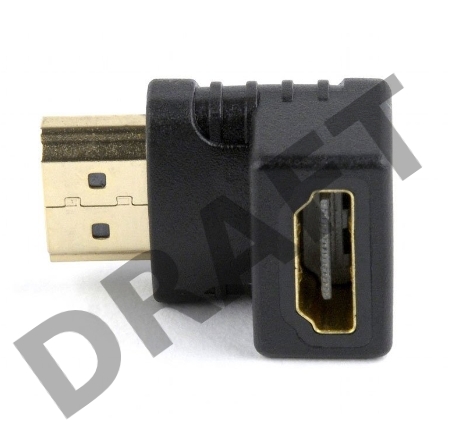 Переходник Cablexpert HDMI-HDMI 19F/19M, угловой  соединитель 90 градусов, золотые разъемы (A-HDMI90-FML)