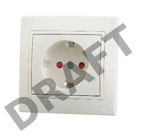 Розетка 1-м СП Мира защ. шторки с заземл. крем/крем. Lezard 701-0303-124