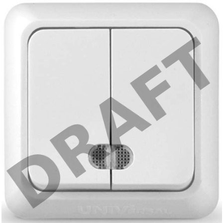 Выключатель 2-кл. ОП Олимп 10А IP20 с индик.бел. Universal О0123