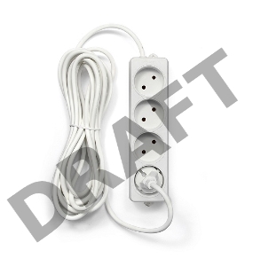 Сетевой фильтр Gembird Удлинитель Гарнизон EL-NL4-W-5, 4 розетки  допустимый ток 10А, длина 5 м.