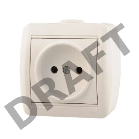 Розетка 1-м ОП Ната 16А IP20 без заземл. керам. бел. LEZARD 710-0200-121