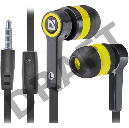 Наушники DEFENDER Pulse 420 черный + желтый, вставки 63421