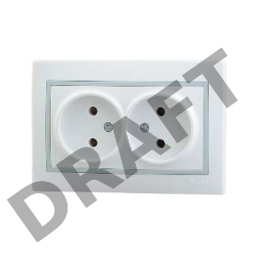 Розетка 2-м СП Мира 16А IP20 без заземл. керам. бел./сер. LEZARD 701-0215-128