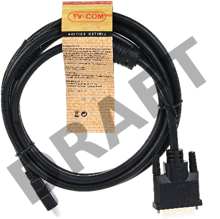 Кабель HDMI to DVI-D (19M -25M) 2м, TV-COM, 2 фильтра <LCG135F-2M>