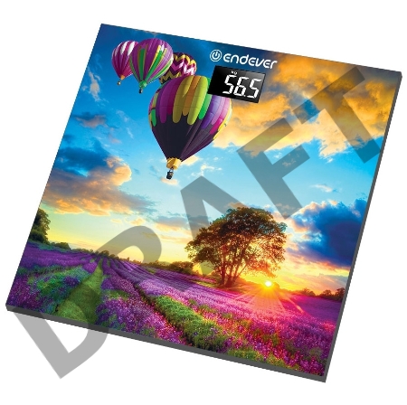 Электронные напольные весы Endever Aurora-551, рисунок Воздушный закаленное стекло, макс вес 150 кг, включение одним нажатием