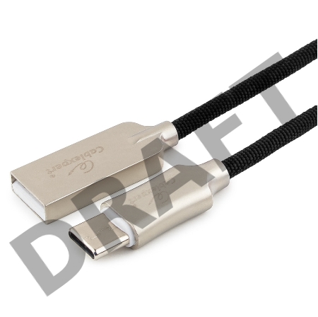 Кабель USB 2.0 Cablexpert CC-P-USBC02Bk-0.5M, AM/Type-C, серия Platinum, длина 0.5м, черный, блистер