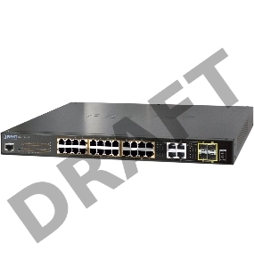GS-4210-24P4C управляемый коммутатор IPv6/IPv4, 24-Port Managed 802.3at POE+ Gigabit Ethernet Switch + 4-Port Gigabit Combo TP/SFP (220W)