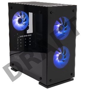 Корпус Hiper M65 черный без БП ATX 3x120mm 1xUSB2.0 1xUSB3.0 audio bott PSU