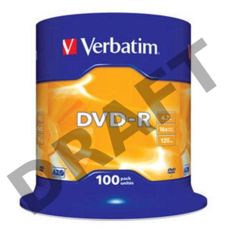 Диск DVD-R Verbatim 4.7Gb 16x Cake Box (100шт) (43549)