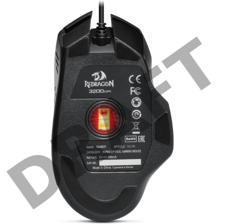 Проводная игровая мышь Redragon Gainer [75170] {оптика,6кнопок,1000-3200dpi}