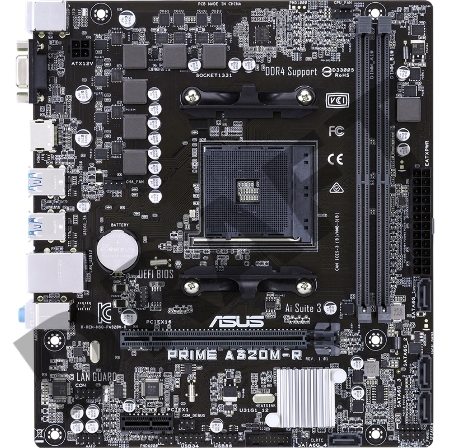 Материнская плата ASUS PRIME A320M-R-SI White box, mATX,  Socket AM4, A320, 2*DDR4, D-Sub + HDMI, SATA3 + RAID, Audio, Gb LAN, USB 3.1*6, USB 2.0*6