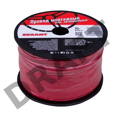 Провод ПГВА REXANT 1х0.75 мм², красный, бухта 100 м