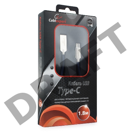Кабель USB 2.0 Cablexpert CC-P-USBC02Bl-1.8M, AM/Type-C, серия Platinum, длина 1.8м, синий, блистер