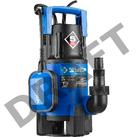Насос ЗУБР НПГ-Т3-750  профессионал т3 погружной дренажный для грязной воды d частиц до 35мм 750Вт