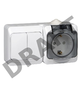 Блок ОП Этюд (2-кл. выкл. + евророз. защ. шторки) IP44 бел. SchE BPA16-242B