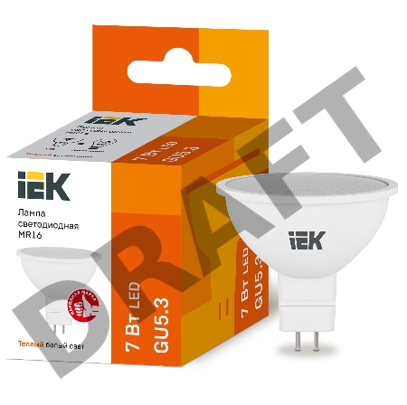 Лампа Iek LLE-MR16-7-230-30-GU5 светодиодная ECO MR16 софит 7Вт 230В 3000К GU5.3 IEK