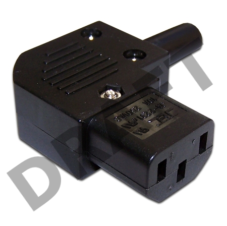 Вилка IEC 60320 C13, 10A, 250V, угловая, разборная, черная