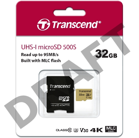 Флеш карта microSD 32GB Transcend microSDHC Class 10 UHS-1 U-3, V30, (SD адаптер), MLC