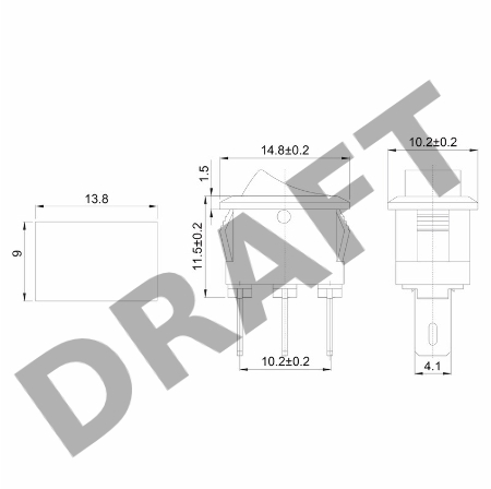 Выключатель клавишный 250V 3А (3с) ON-ON красный  Micro  REXANT